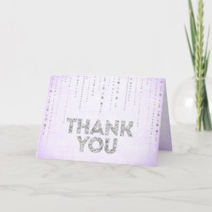 Lavender & Silver Glitter Look Thank You Card
