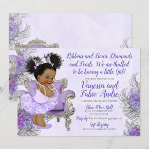 Lavender Silver Princess Baby Shower Invitation