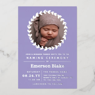 Lavender Silver Wreath Baby Photo Naming Ceremony