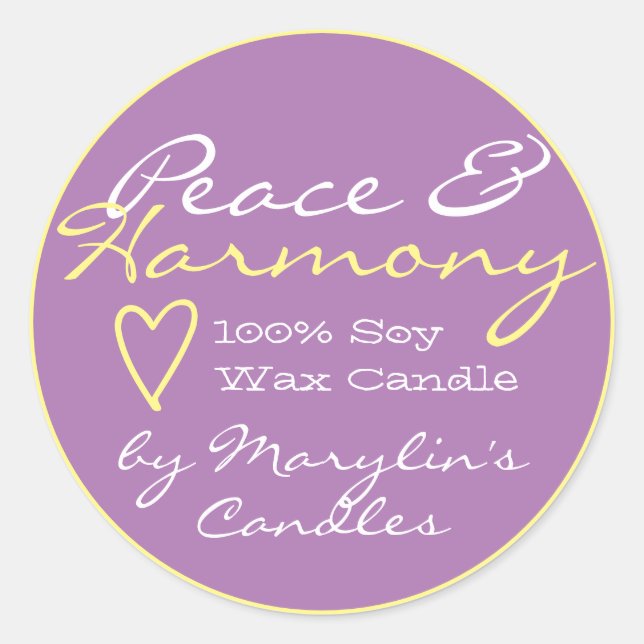 Lavender Simple Candle Labels with Heart Pastel (Front)