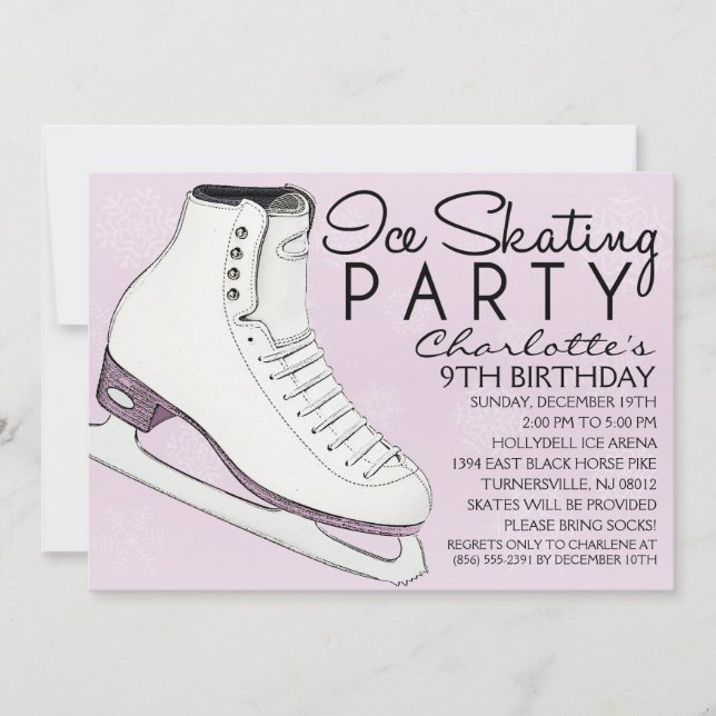 Lavender Skate Mates Ice Skating Birthday Party Invitation (Front)