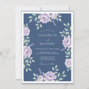 Lavender Slate Moody Floral Wedding Invitation