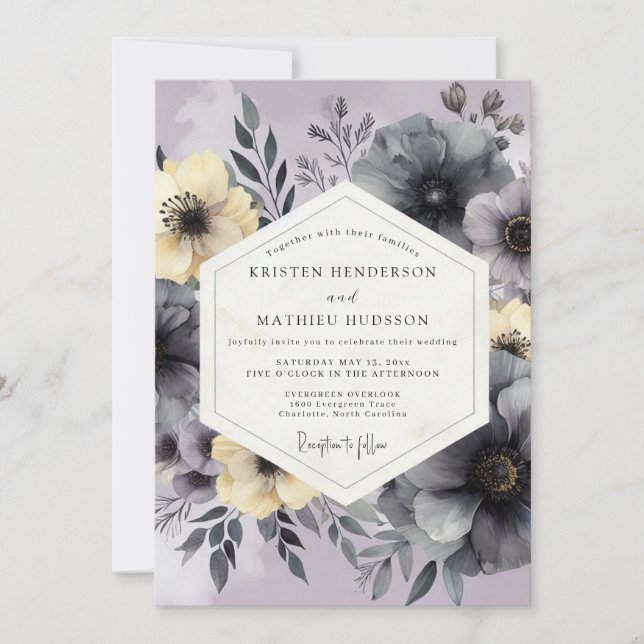 Lavender Slate Painterly Wedding Invitation (Front)