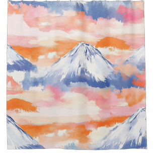 Lavender Snowy Mountain Scenic Watercolor