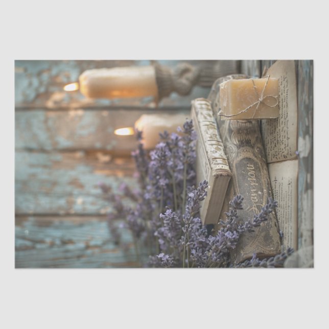 Lavender Soap Book and Candles Spa Decoupage Tissue Paper (Front)
