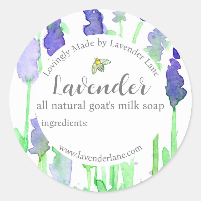 Lavender Soap Label Honeybee Herbs Product Sticker (Front)