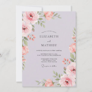 Lavender Soft Floral Romance Wedding Invitation