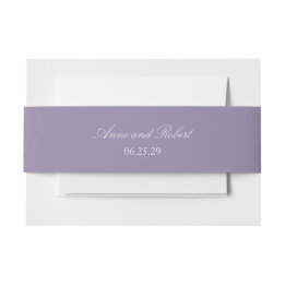 Lavender Solid Personalized Date Wedding Invitation Belly Band
