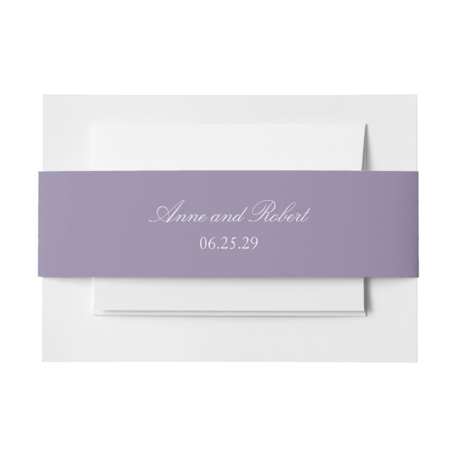 Lavender Solid Personalized Date Wedding Invitation Belly Band (Front Example)