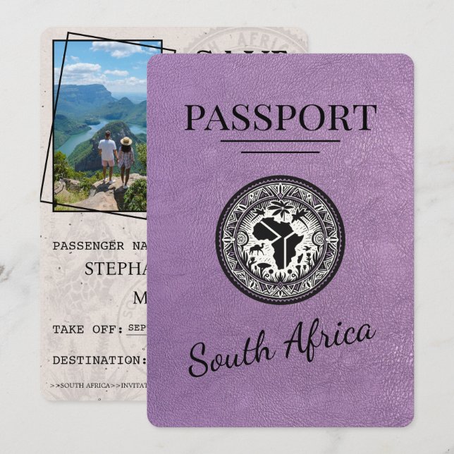 Lavender South Africa Passport Save The Date (Front/Back)