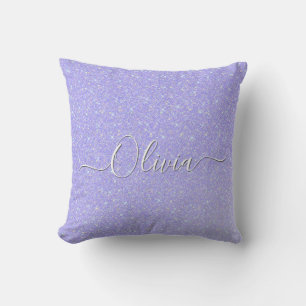 Lavender Sparkle Soft Pastel Custom Name Throw Pillow