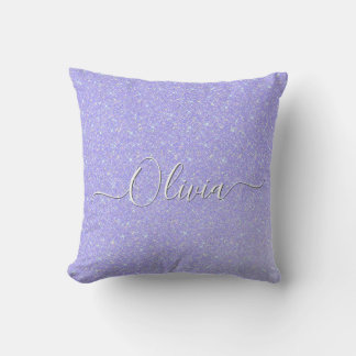 Lavender Sparkle Soft Pastel Custom Name  Throw Pillow