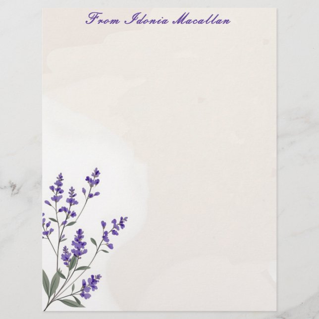 Lavender Sprig Letterhead (Front)
