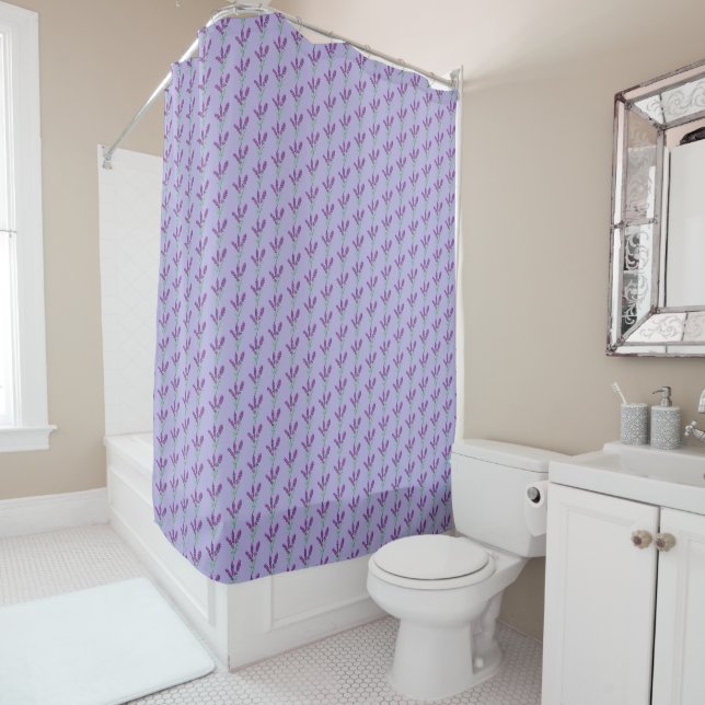 Lavender  Sprigs Design Shower Curtain (In Situ)