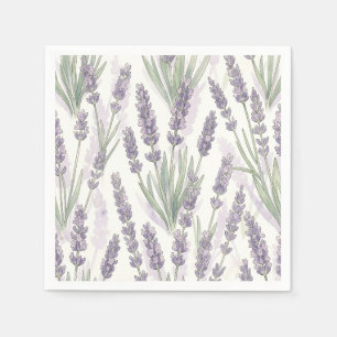 Lavender Sprigs Watercolor Botanical Pattern Napkin