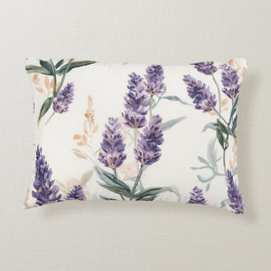 Lavender Sprigs Watercolor Botanical Purple Floral Accent Pillow