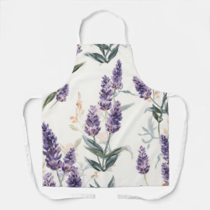 Lavender Sprigs Watercolor Botanical Purple Floral Apron