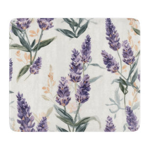 Lavender Sprigs Watercolor Botanical Purple Floral Cutting Board