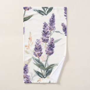 Lavender Sprigs Watercolor Botanical Purple Floral Hand Towel