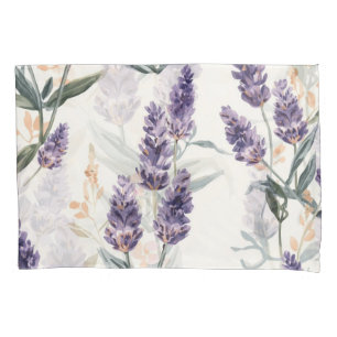 Lavender Sprigs Watercolor Botanical Purple Floral Pillowcase