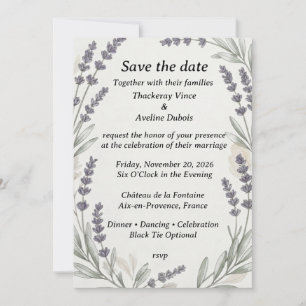 Lavender Sprigs, Watercolor Foliage, Botanical Lin Invitation
