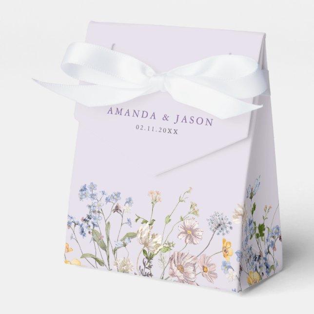 Lavender Spring Wildflower Meadow Garden Wedding  Favor Box (Front Side)