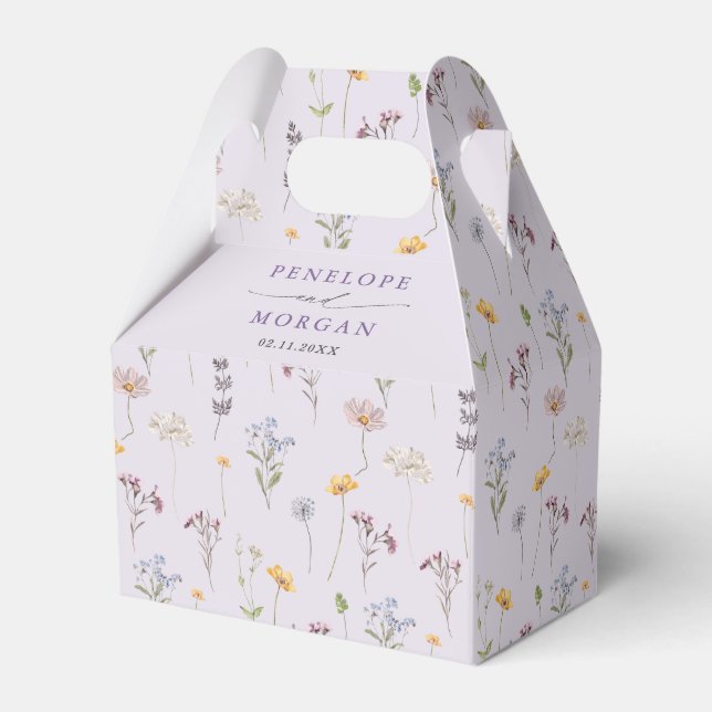 Lavender Spring Wildflower Meadow Garden Wedding Favor Box (Back Side)