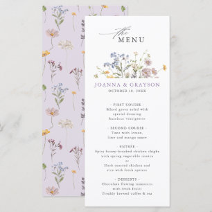 Lavender Spring Wildflower Meadow Garden Wedding Menu