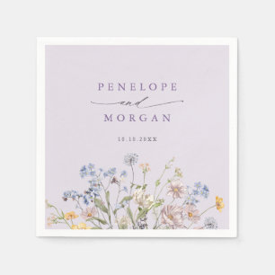 Lavender Spring Wildflower Meadow Garden Wedding  Napkin