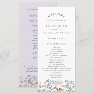 Lavender Spring Wildflower Meadow Garden Wedding Program