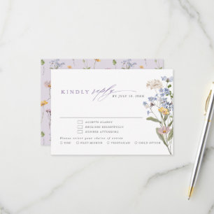 Lavender Spring Wildflower Meadow Garden Wedding RSVP Card