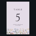 Lavender Spring Wildflower Meadow Garden Wedding  Table Number<br><div class="desc">Capture the beauty of nature on your special day with our exquisite wildflower watercolor wedding table number. Elegant, unique, and blooming with love. Use the text fields to personalize your design with your own wording and details. If you want to change the font style, color or text placement, simply click...</div>