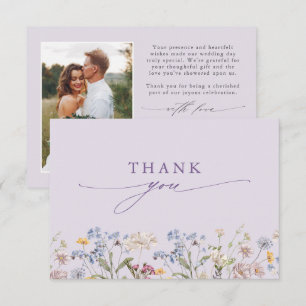 Lavender Spring Wildflower Meadow Garden Wedding  Thank You Card
