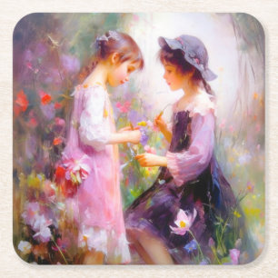Lavender square paper coaster