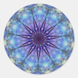 Lavender Starburst Mandala Round Stickers