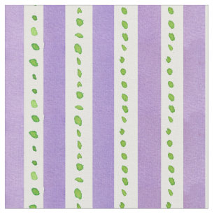 Lavender Stripe Lime Green Watercolor Dots Fabric