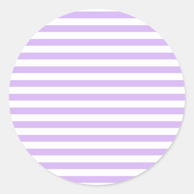 Lavender Striped Classic Round Sticker (Front)