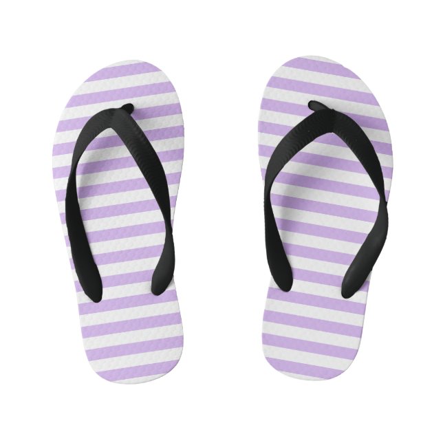 Lavender Striped Kid's Flip Flops (Footbed)