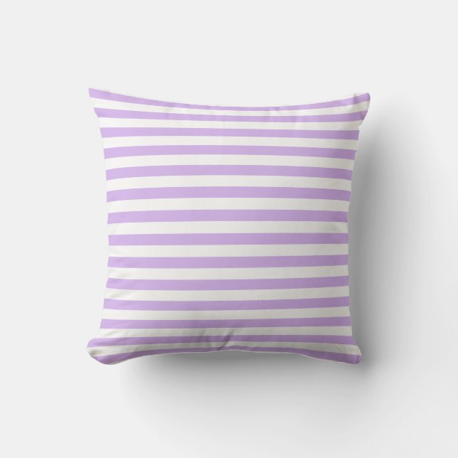 Lavender Striped Throw Pillow (Front)
