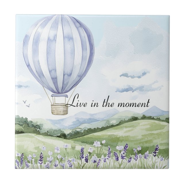 Lavender Stripes Balloon Floral Bridal Shower Tile (Front)