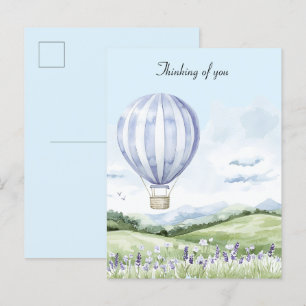Lavender Stripes Balloon Floral Thinking of you Postcard