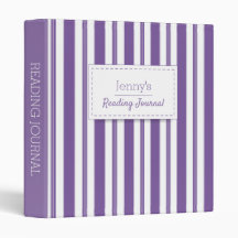 Lavender Stripped Reading Journal 3 Ring Binder