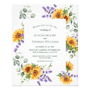 Lavender Sunflower Budget Wedding Invitation  Flyer