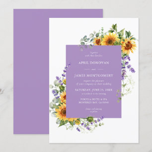 Lavender Sunflower Floral Frame Wedding Invitation