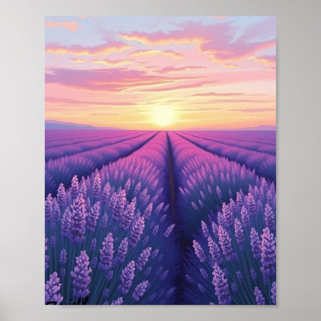Lavender Sunset Dream: An Impressionistic Landscap Poster (Front)