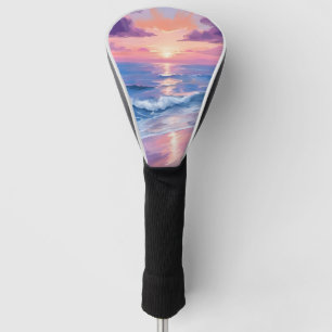Lavender Sunset Purple Beach Ocean Watercolor Golf Head Cover