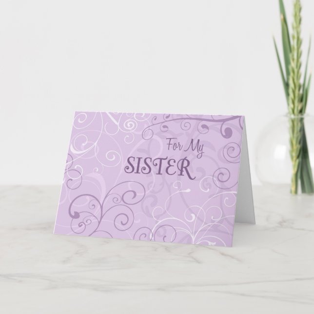 Lavender Swirl Sister Thank You Maid of Honor Card (Front)