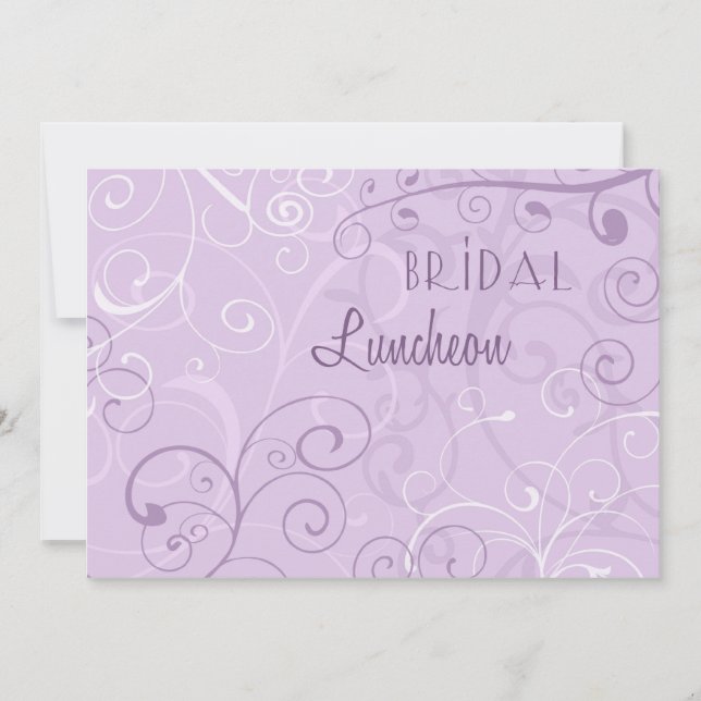 Lavender Swirls Bridal Luncheon Invitation Cards (Front)