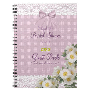 Lavender Swiss Dots Bridal Shower Guest Book -