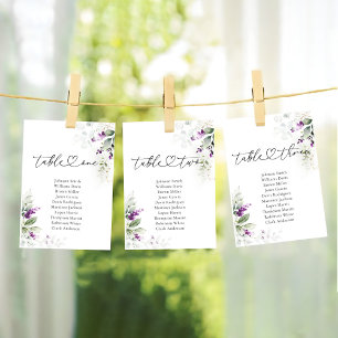 Lavender Table Number 1 Seating Chart Cards